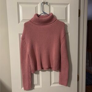 La Hearts Soft Rose Turtleneck Sweater